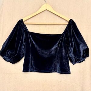 Midnight Blue Velvet Women's Top